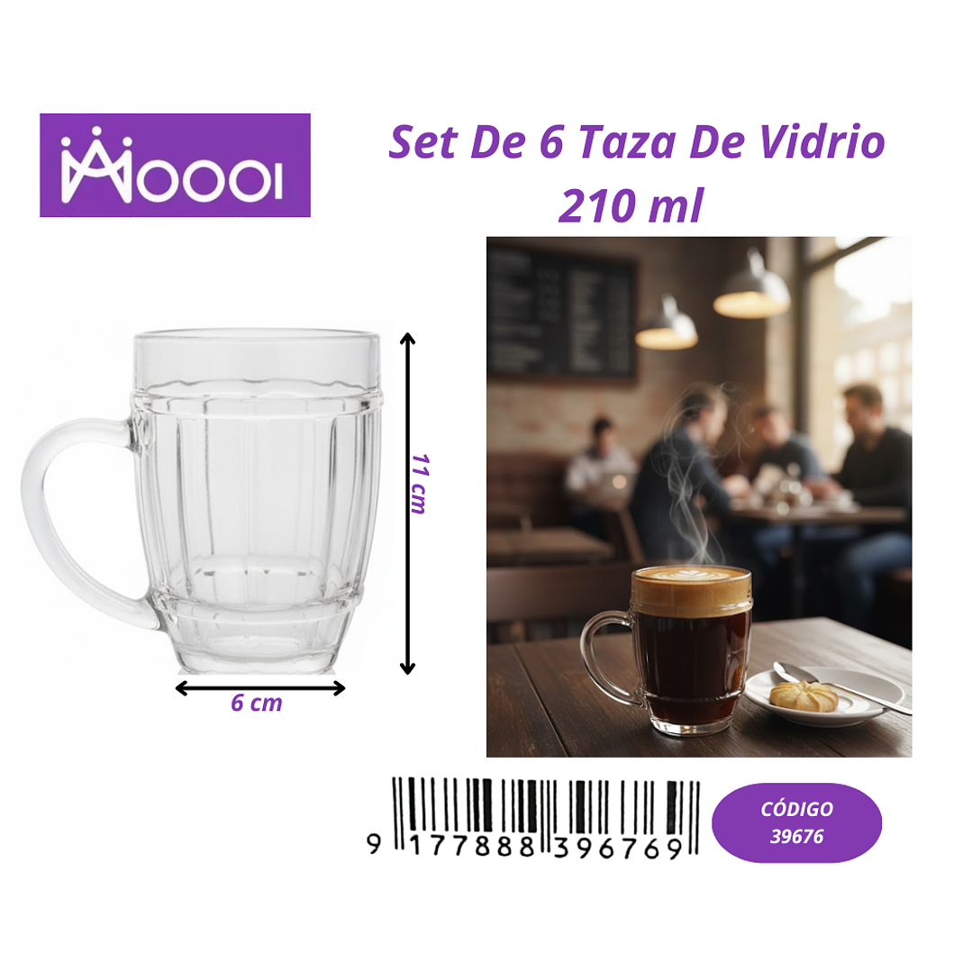 Set de 6 vaso de vidrio 210 ml  1