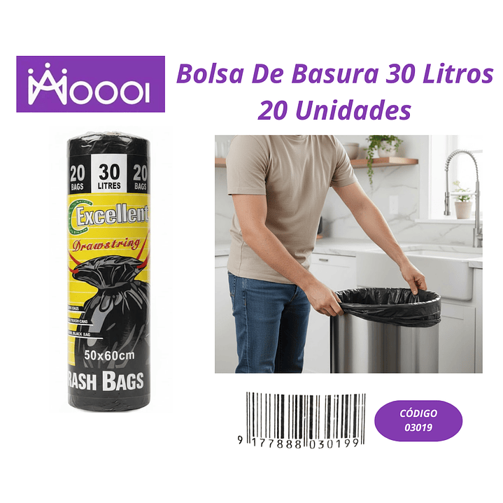 Bolsa de basura 30 litros 20 und 1