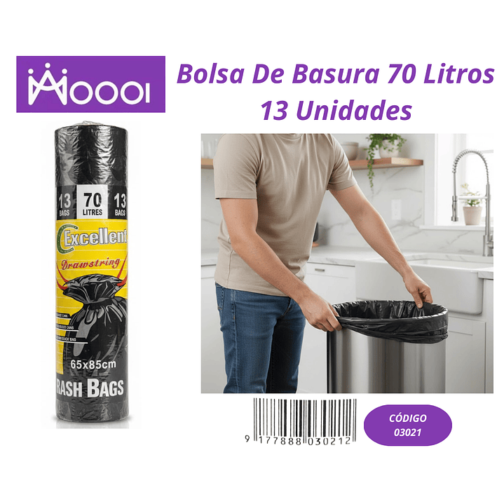 Bolsa de basura 70 litros 13 und 1