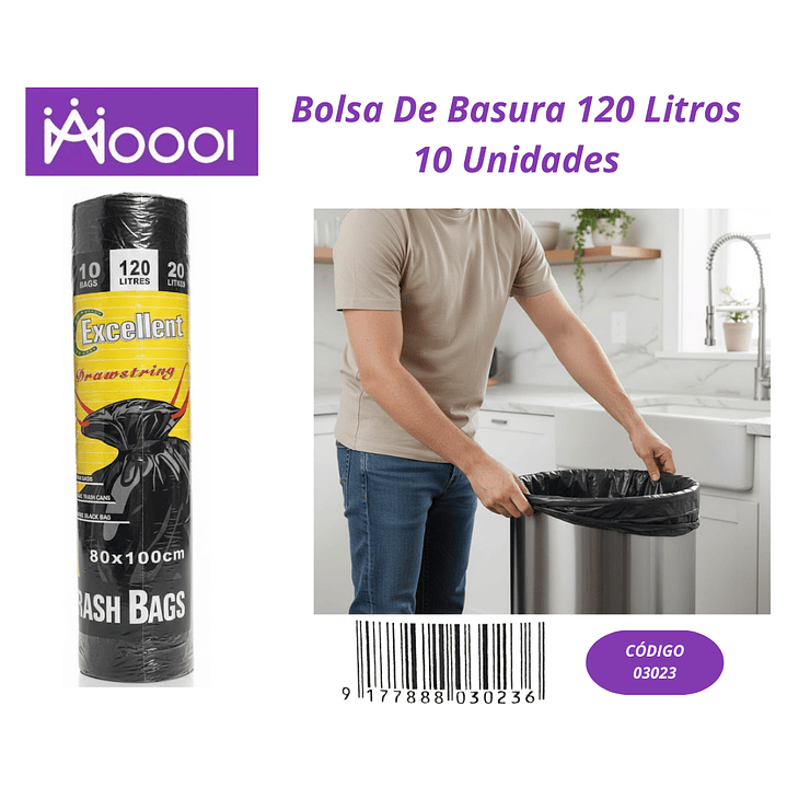 Bolsa de basura 120 litros 10 und 1
