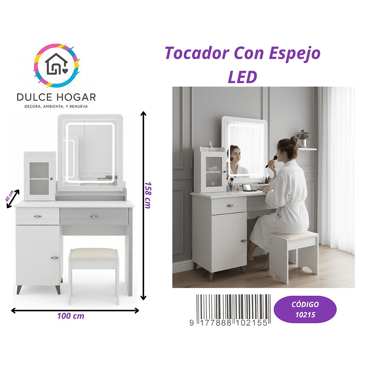 TOCADOR CON ESPEJO LED CUADRADO  1