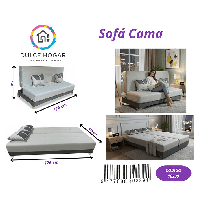 SOFÁ CAMA GRIS  1