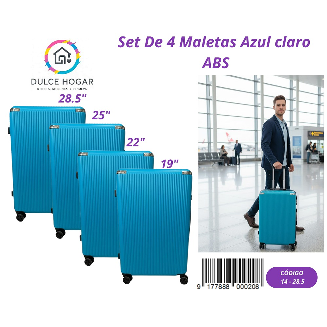 SET DE 4 MALETAS AZUL CLARO DE ABS  1