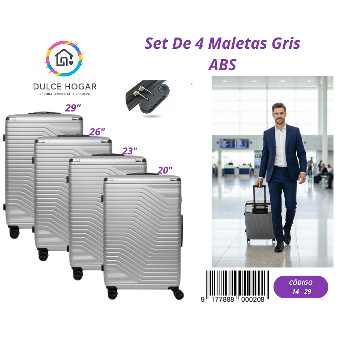 SET DE 4 MALETAS GRIS DE ABS  1