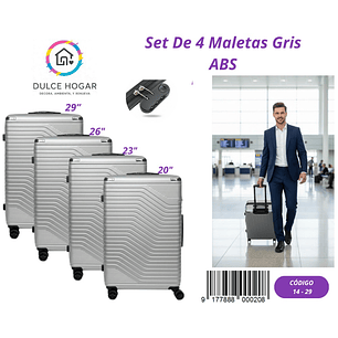 SET DE 4 MALETAS GRIS DE ABS 