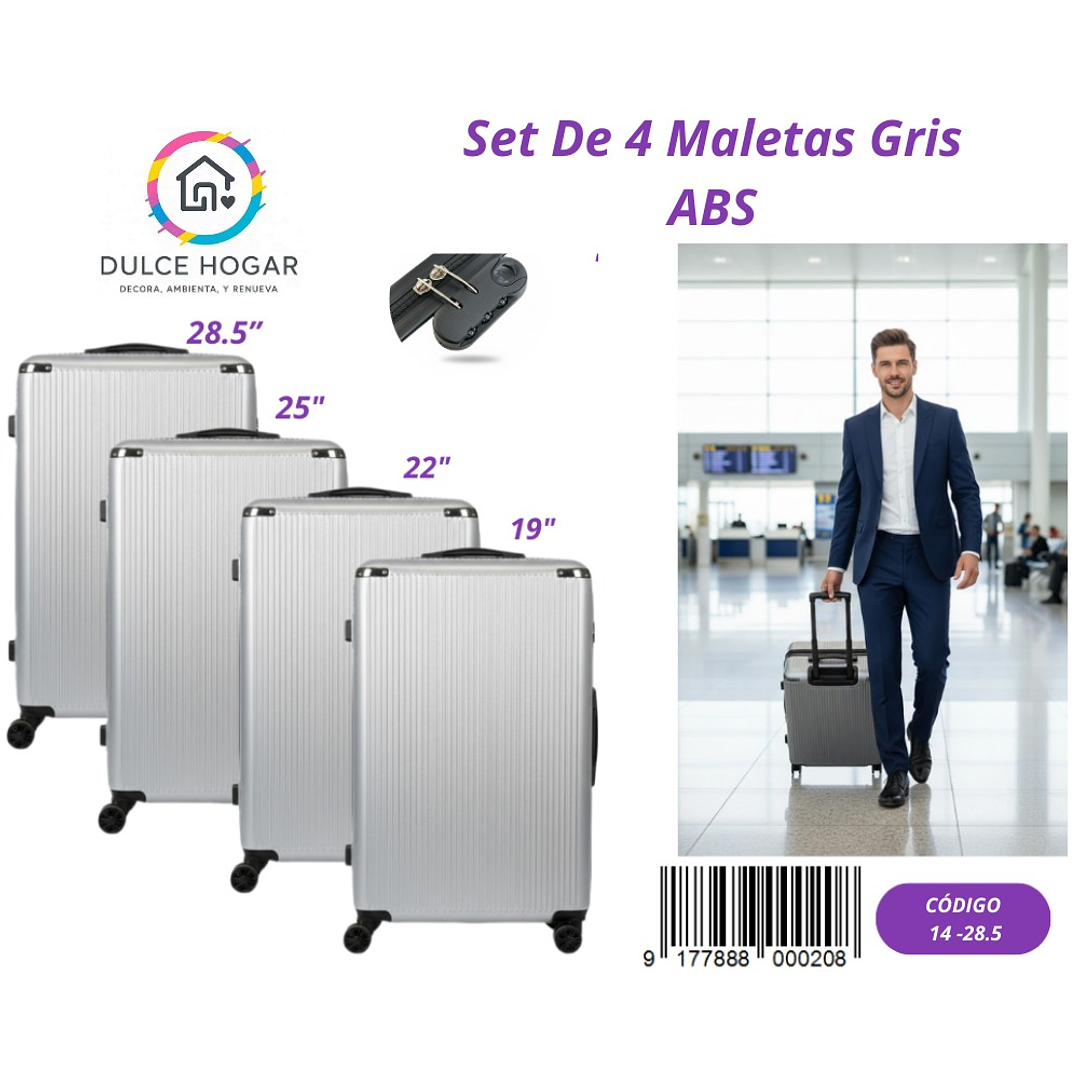 SET DE 4 MALETAS GRIS DE ABS  1
