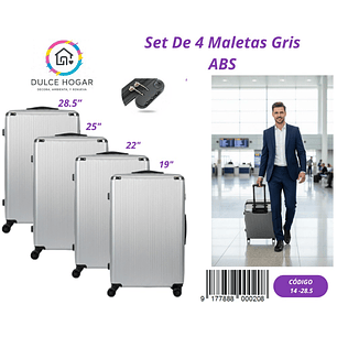 SET DE 4 MALETAS GRIS DE ABS 