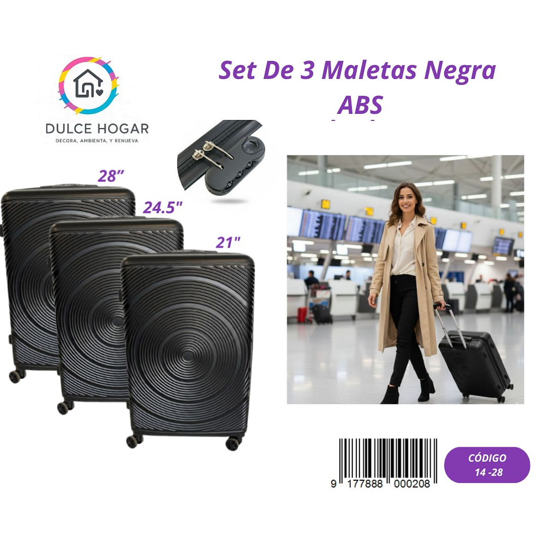 SET DE MALETAS NEGRA DE ABS  1