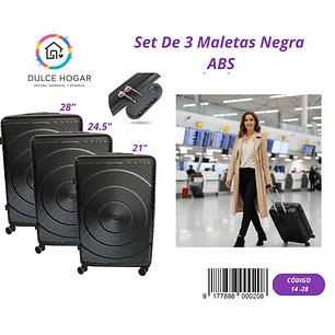 SET DE MALETAS NEGRA DE ABS 