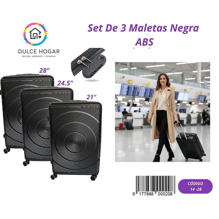SET DE MALETAS NEGRA DE ABS  1