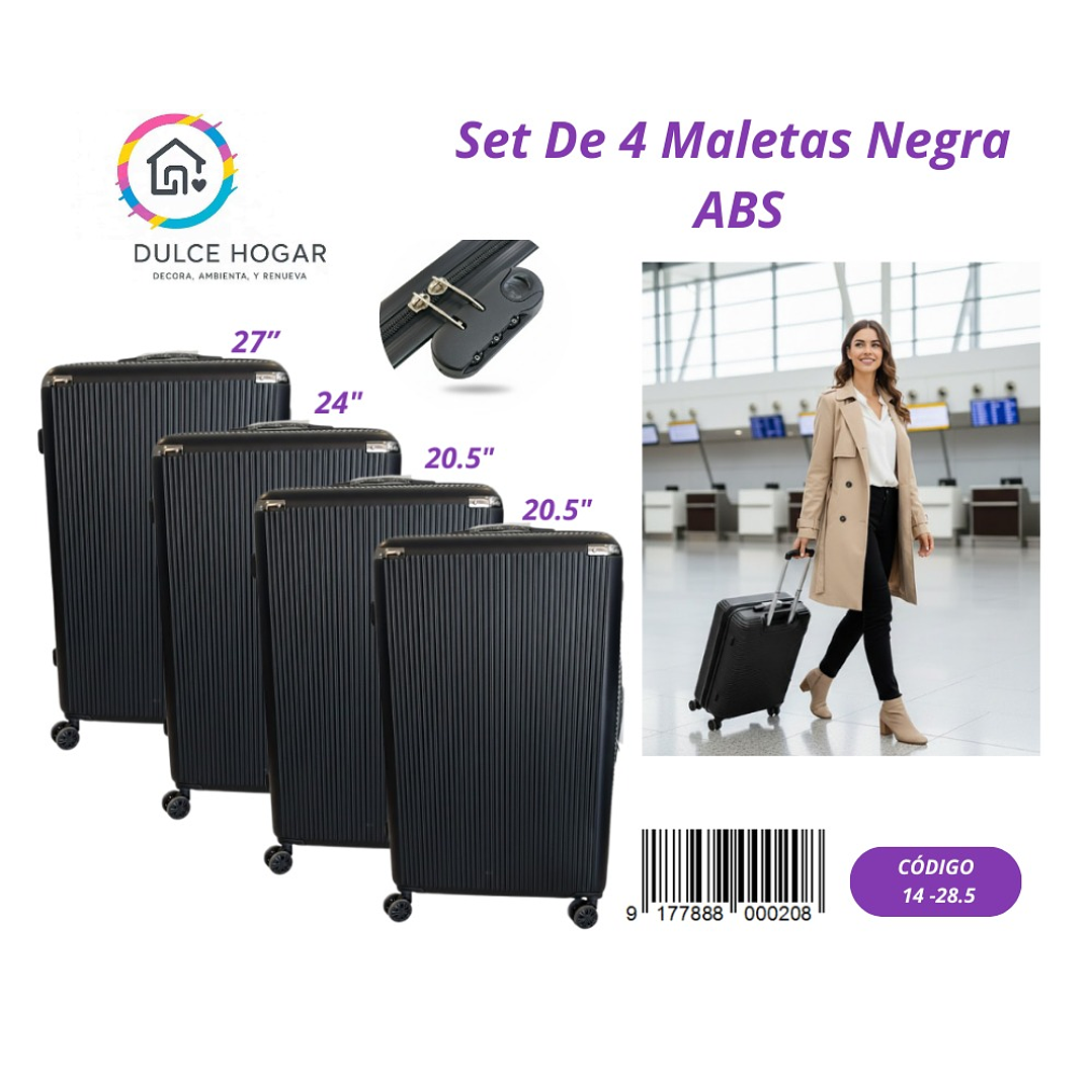 SET DE 4 MALETAS NEGRA DE ABS  1