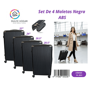 SET DE 4 MALETAS NEGRA DE ABS 