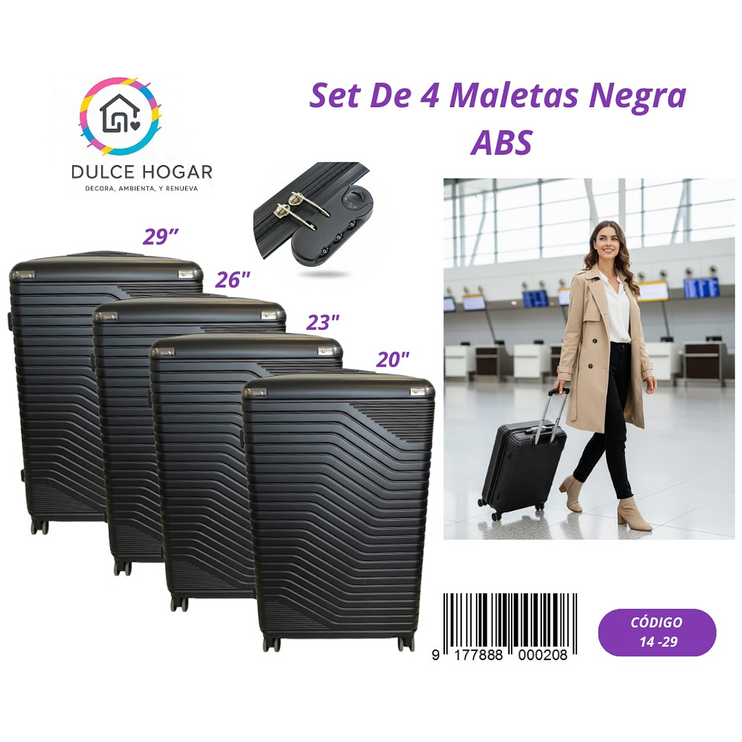 SET DE 4 MALETAS NEGRA DE ABS  1