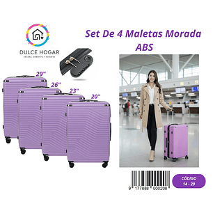 SET DE 4 MALETAS MORADA DE ABS 