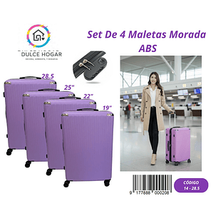 SET DE 4 MALETAS MORADA DE ABS 
