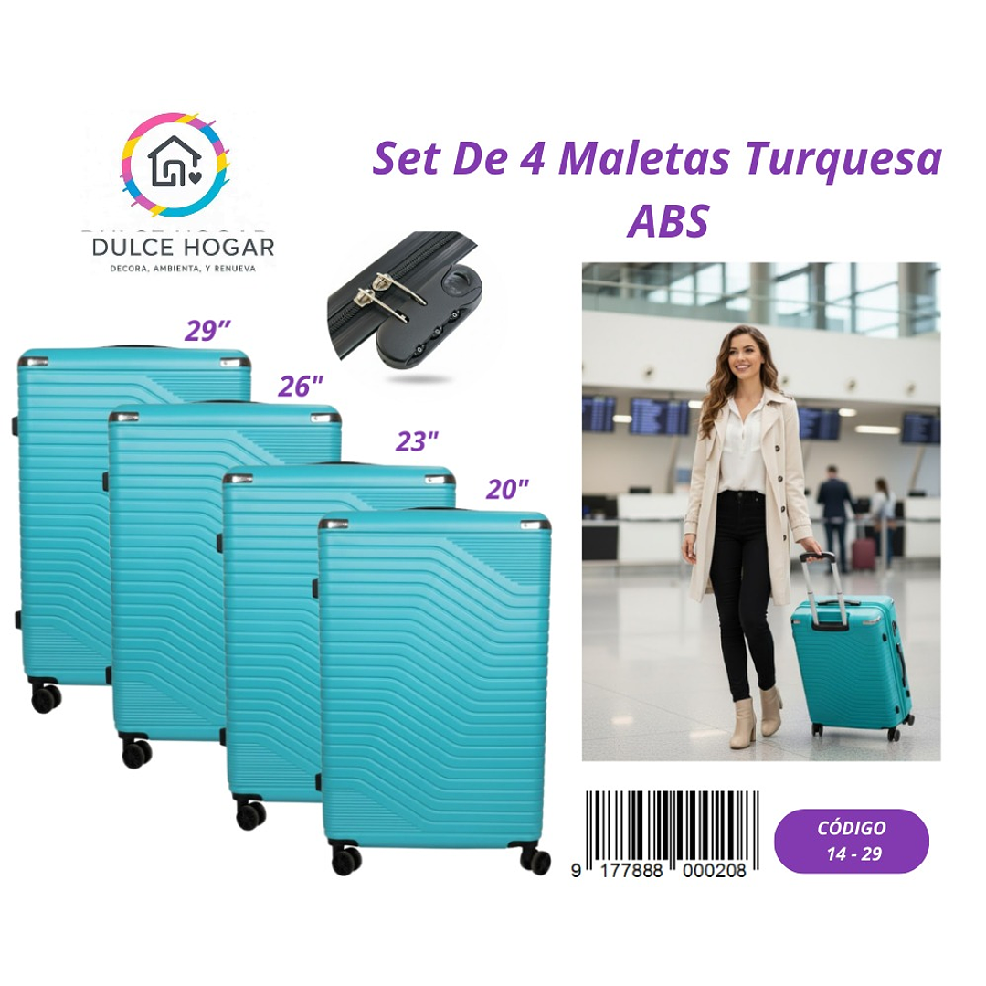 SET DE 4 MALETAS TURQUESA DE ABS  1