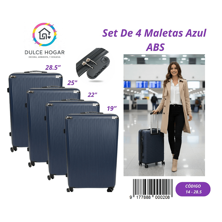 SET DE 4 MALETAS AZUL DE ABS  1