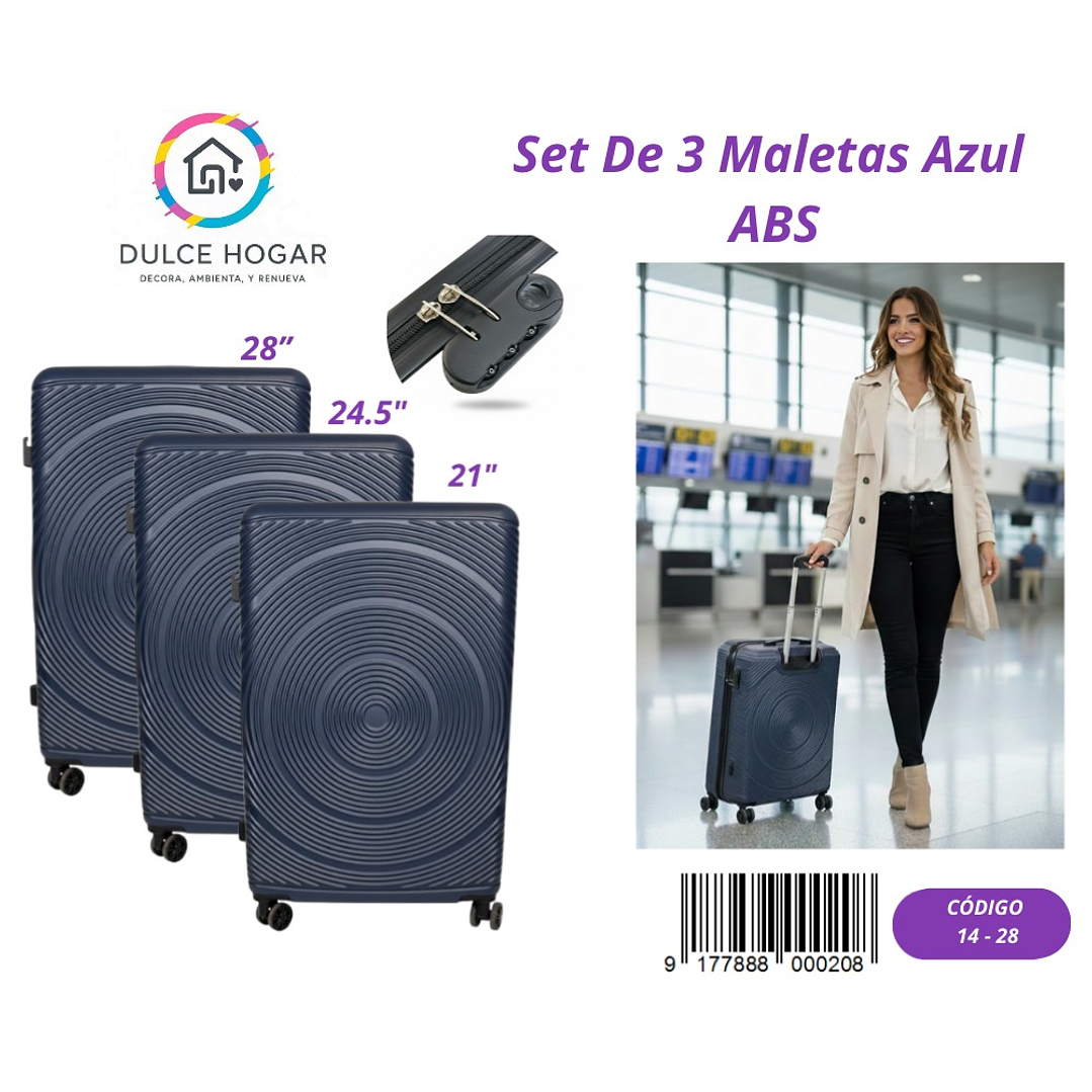 SET DE 3 MALETAS AZUL DE ABS  1