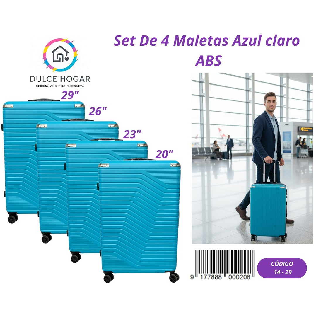SET DE 4 MALETAS AZUL CLARO DE ABS  1