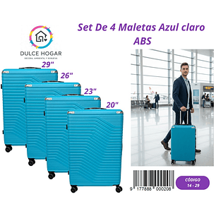 SET DE 4 MALETAS AZUL CLARO DE ABS 