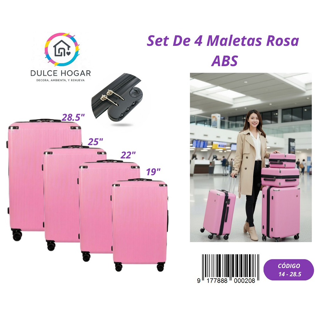 SET DE 4 MALETAS ROSA DE ABS  1
