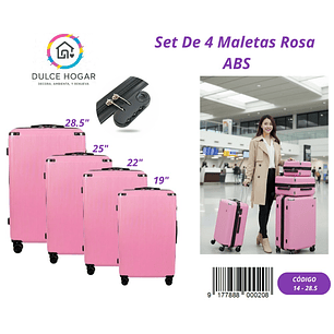 SET DE 4 MALETAS ROSA DE ABS 