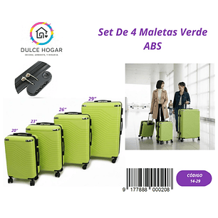 SET DE 4 MALETAS VERDE DE ABS 
