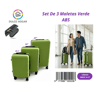SET DE 4 MALETAS VERDE DE ABS 