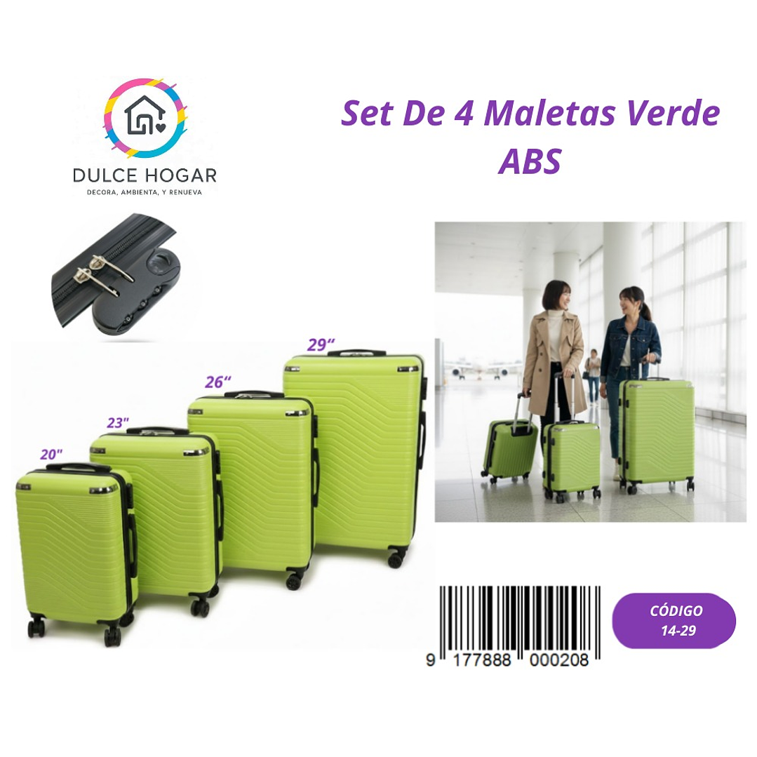 SET DE 4 MALETAS VERDE DE ABS  1