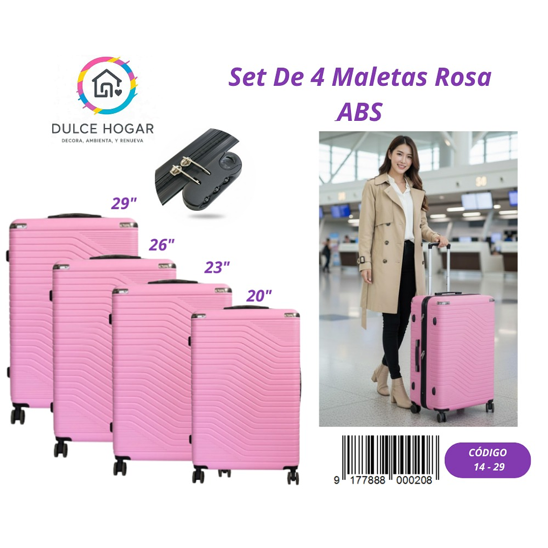 SET DE 4 MALETAS ROSA DE ABS  1