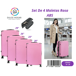 SET DE 4 MALETAS ROSA DE ABS 