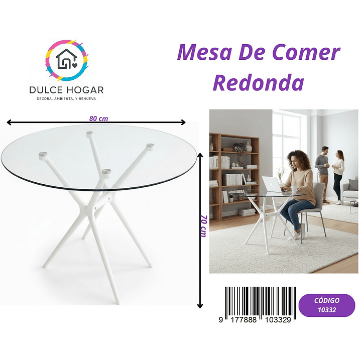 MESA DE VIDRIO REDONDA  1