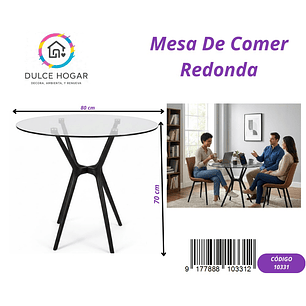 MESA DE VIDRIO REDONDA 