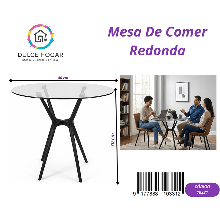 MESA DE VIDRIO REDONDA  1