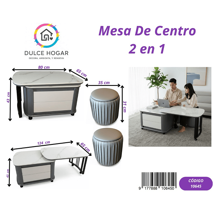 MESA DE CENTRO 2 EN 1 1
