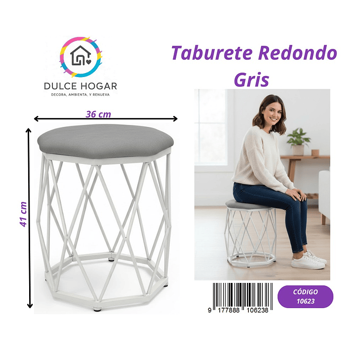 TABURETE REDONDO GRIS  1