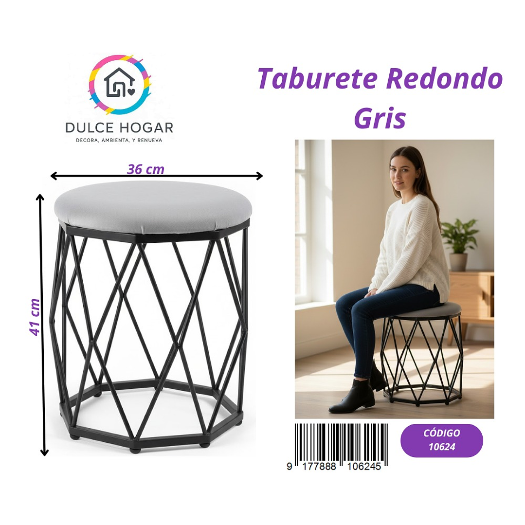 TABURETE REDONDO GRIS  1