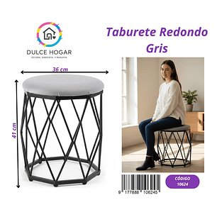 TABURETE REDONDO GRIS 