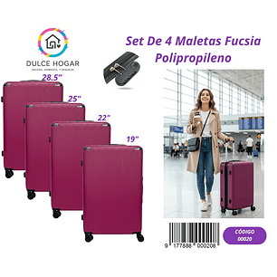 SET DE 4 MALETAS FUCSIA DE PROPILENO 