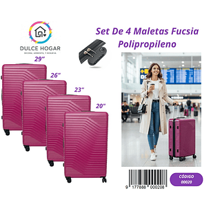 SET DE 4 MALETAS FUCSIA DE PROPILENO 