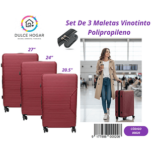 SET DE 3 MALETAS BURDEO DE PROPILENO 
