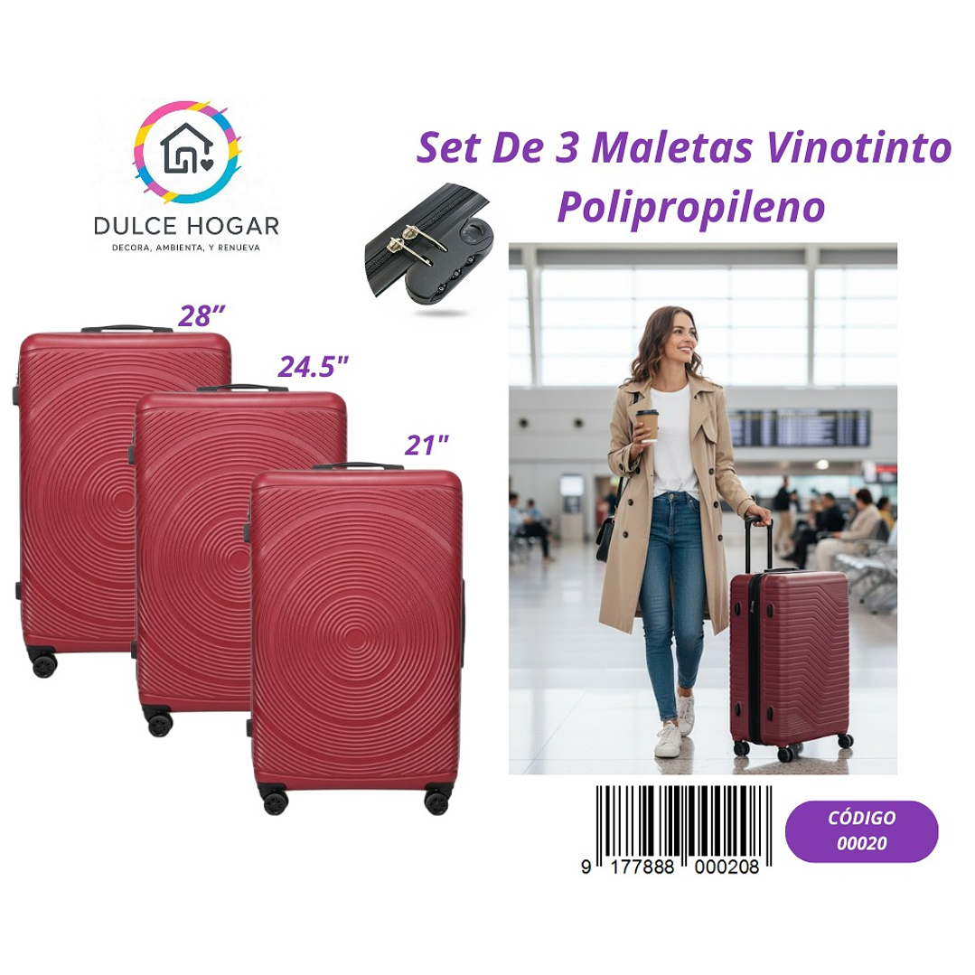 SET DE 3 MALETAS BURDEO DE PROPILENO  1