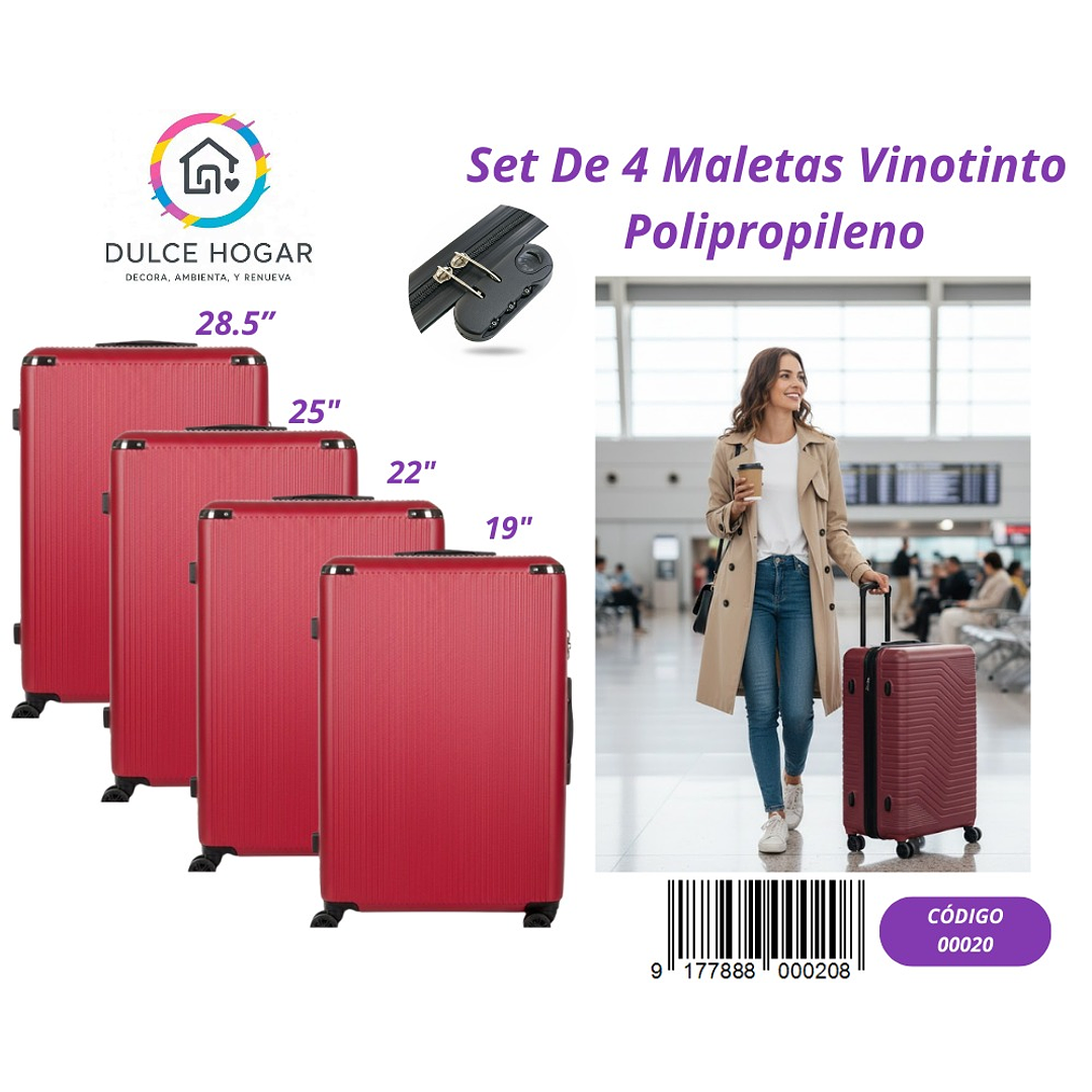 SET DE 4 MALETAS BURDEO DE PROPILENO  1