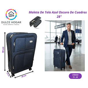 MALETA DE TELA AZUL OSCURO DE CUADROS 28´´