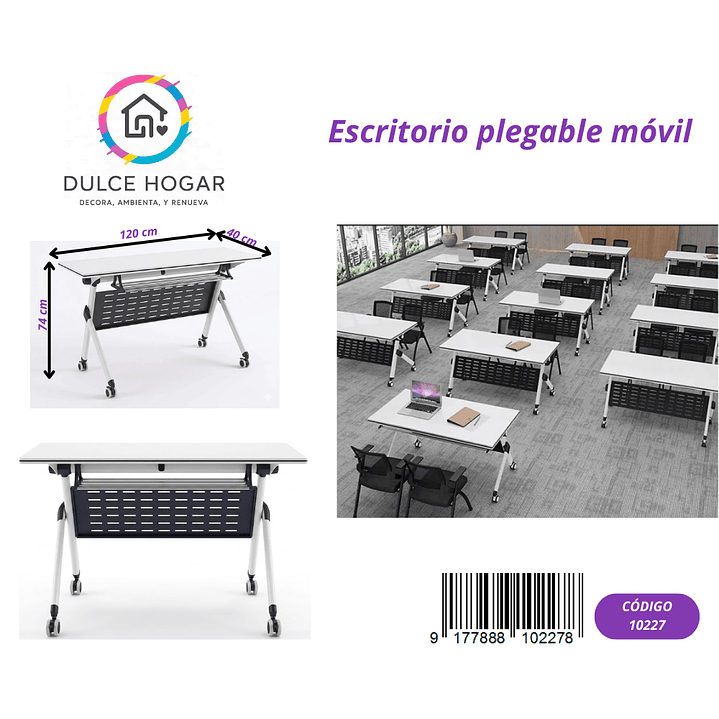 Escritorio Plegable móvil con ruedas 1