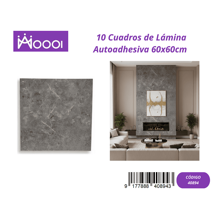 10 cuadros de Lamina Autoadhesiva 60x60cm 1