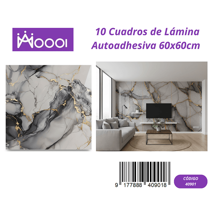 10 cuadros de Lamina Autoadhesiva 60x60cm 1