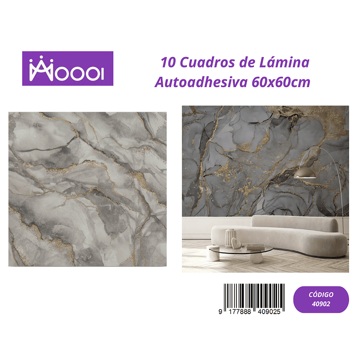 10 cuadros de Lamina Autoadhesiva 60x60cm 1