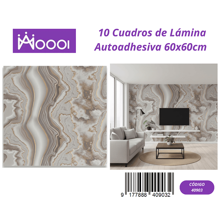 10 cuadros de Lamina Autoadhesiva 60x60cm 1