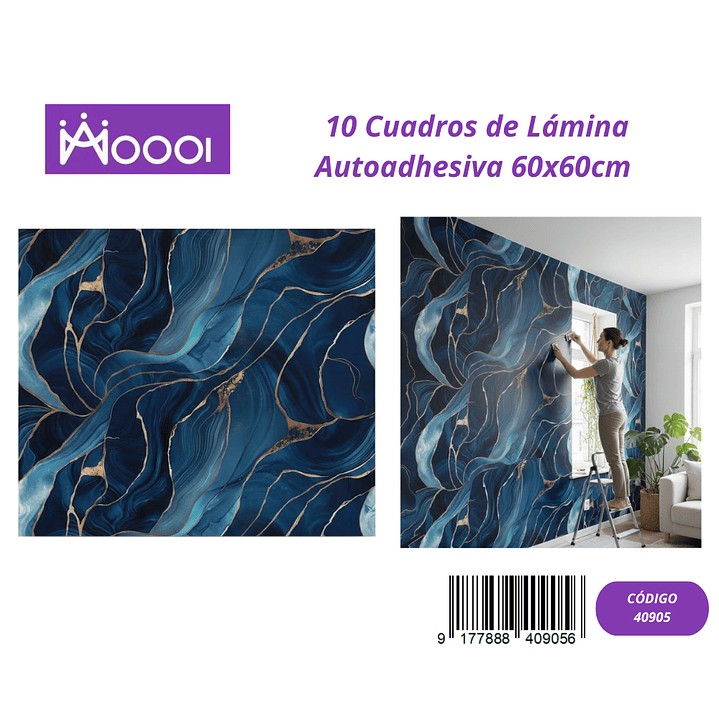 10 cuadros de Lamina Autoadhesiva 60x60cm 1